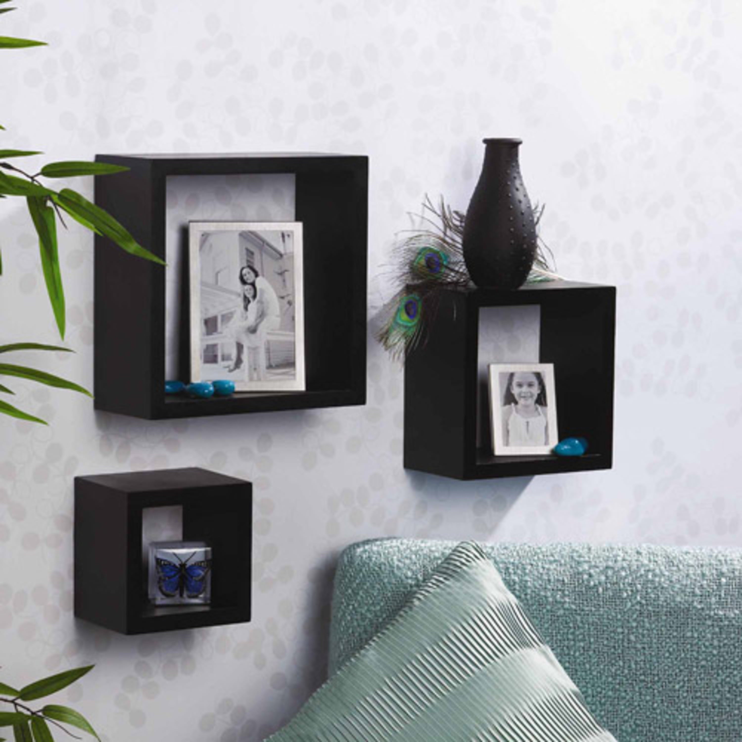 Melannco Black Square Shelves in Assorted Sizes, 3 Count