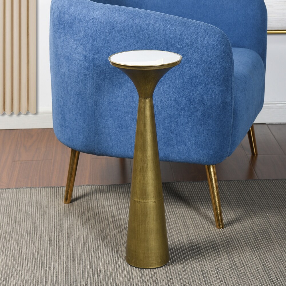 Spun Gold   Drinking Table With White Marble Top