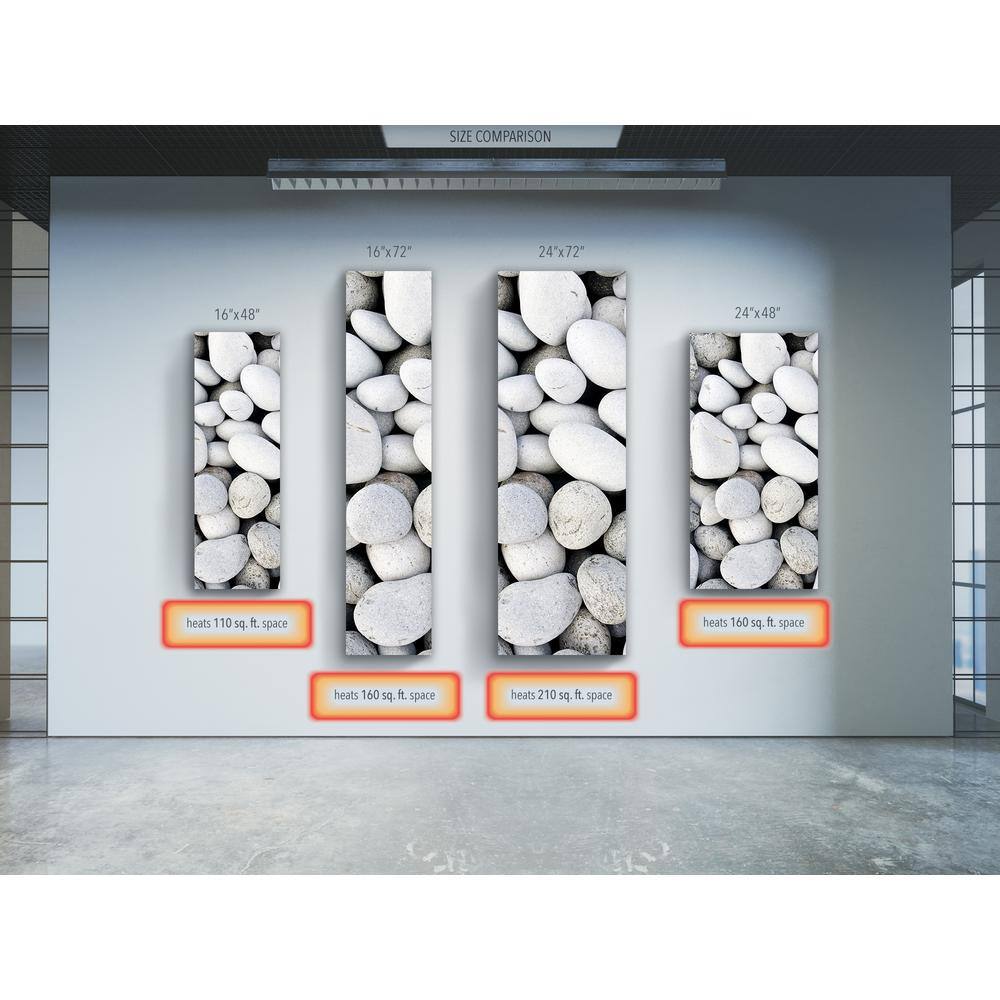 Heat Storm Glass Heater 500-Watt Radiant Wall Hanging Decorative Glass Heat Panel - Rock Pebbles HS-1648-V2