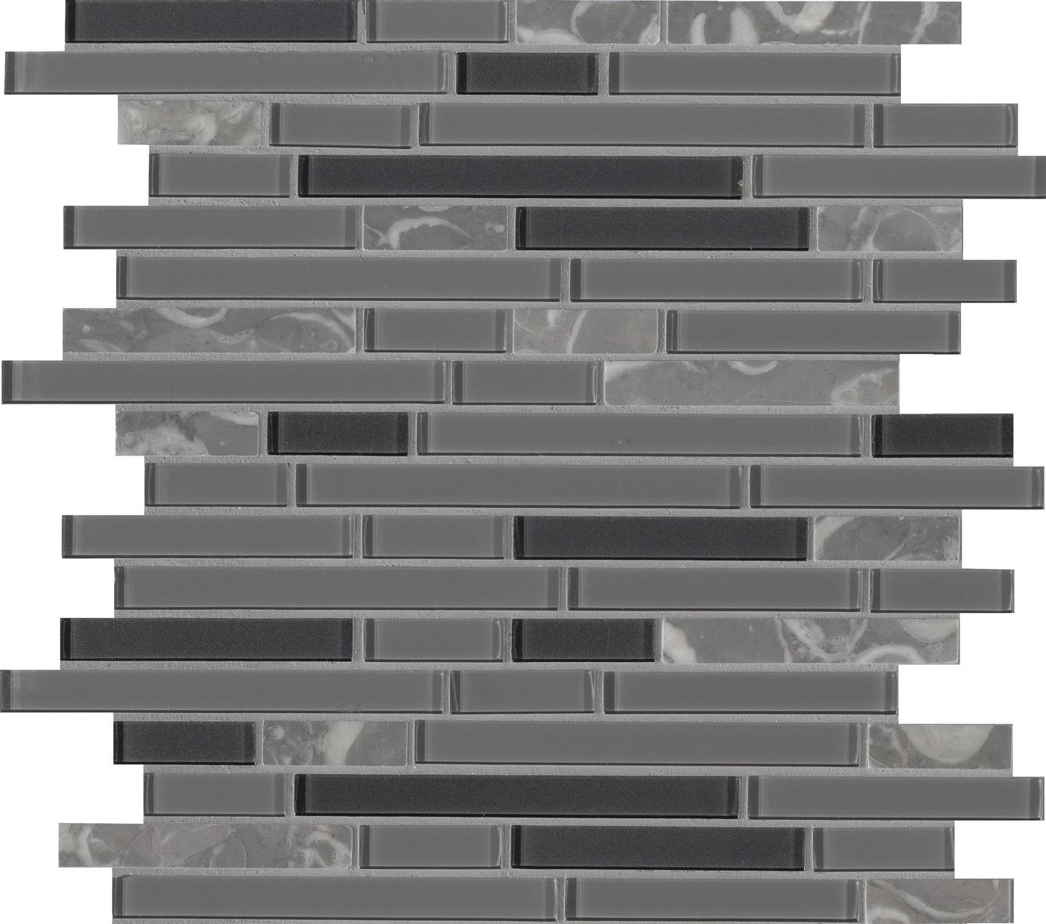 MSI Lorena Grigio Interlocking 12 in. x 12 in. x 4mm Glass Stone Mesh-Mounted Mosaic Tile (19.6 sq. ft. / case)