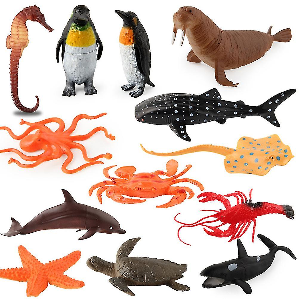 13pcs/set PVC Underwater Animals Toy Sea Figures Bath Toy Educational Ocean Figures Gifts for Children