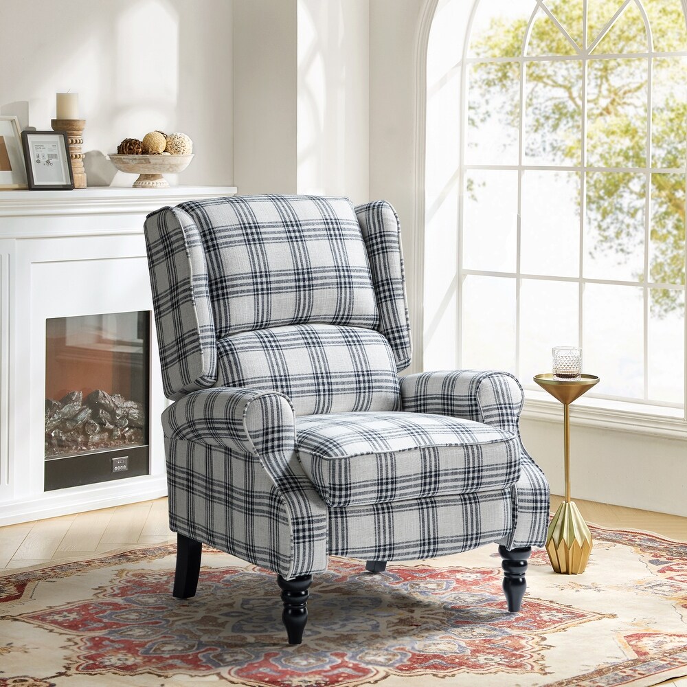 Olympus Upholstered Classic Manual Wingback Recliner with Spindle Legs by HULALA HOME