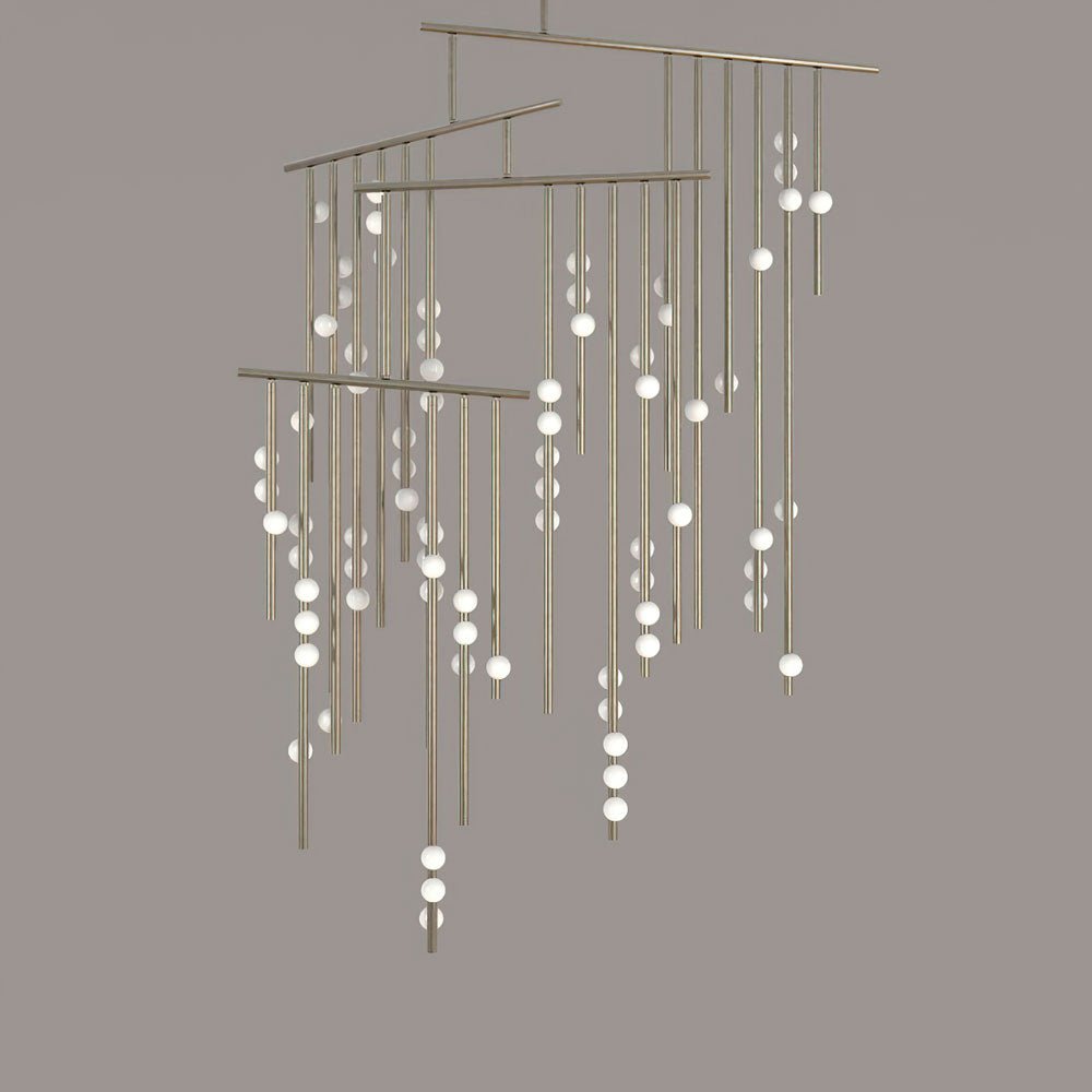 Brass Glass Drop Chandelier