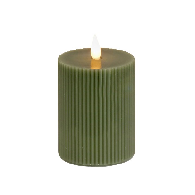 Hgtv Home Collection Georgetown Real Motion Flameless Candle With Remote Green With Warm White Led Lights Battery Powered 7 In