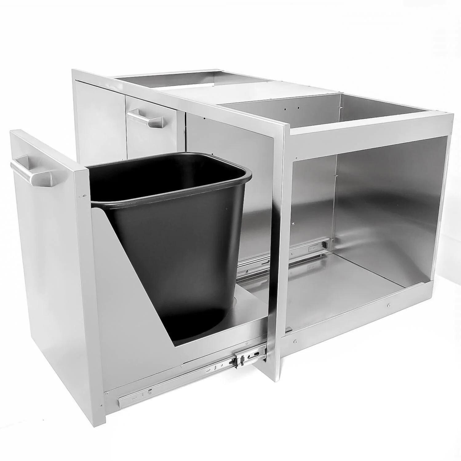 Signature 42-Inch Stainless Steel Door， Double Drawer and Roll-Out Trash Bin Combo