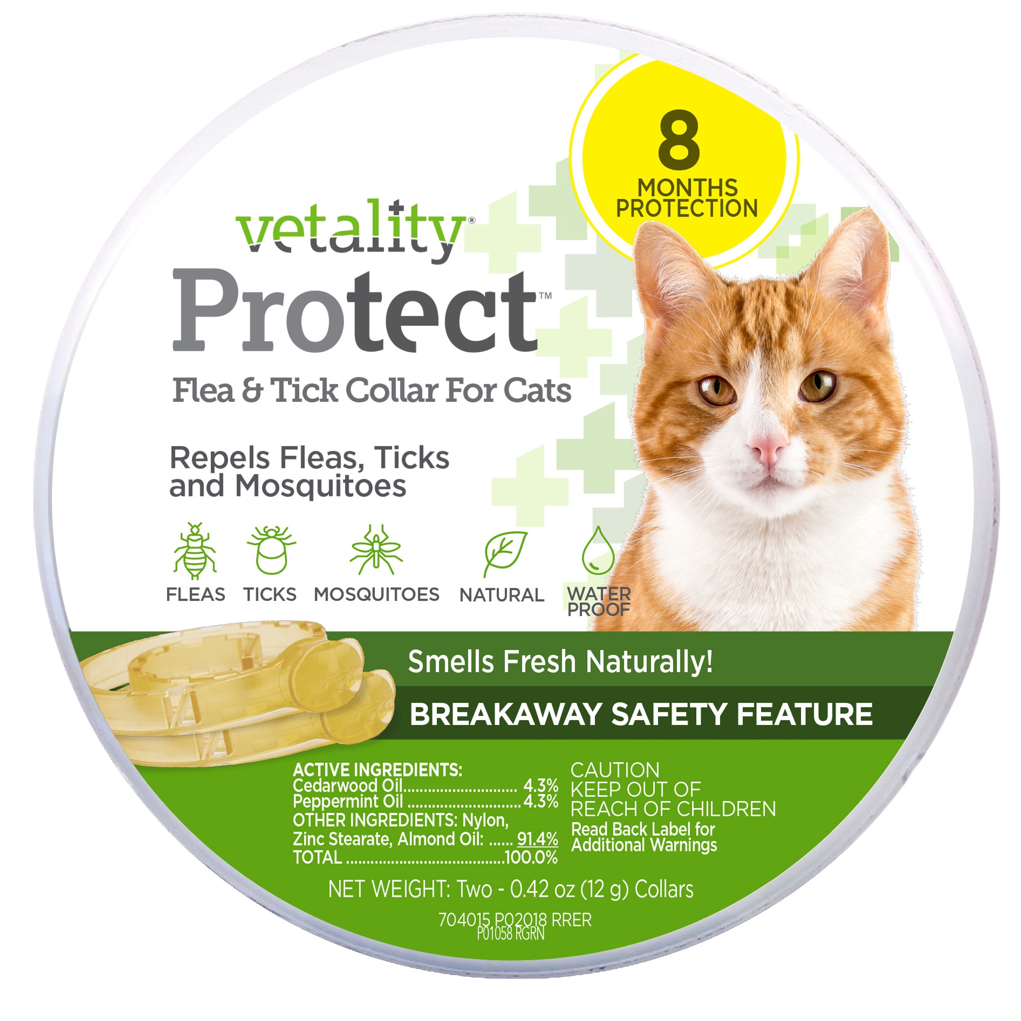 Vetality Protect Flea  Tick Cat Collar， Pack of 2