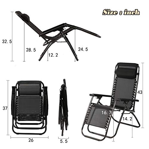 FDW 2 Pack Metal Zero-Gravity Chair - Black and Gray