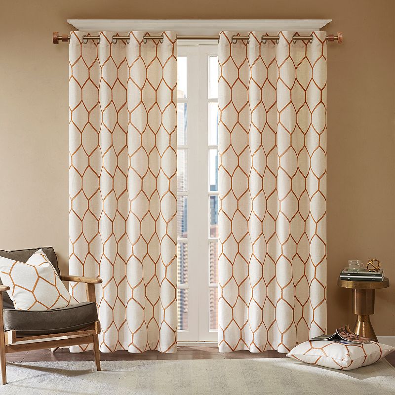 Madison Park Asher 1-Panel Light Filtering Grommet Window Curtain