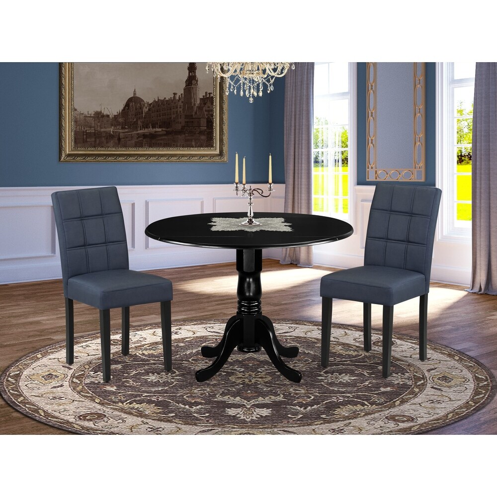 East West Furniture Dining Table Set Includes a Round Dining Table and Chairs  Black (Pieces Options)