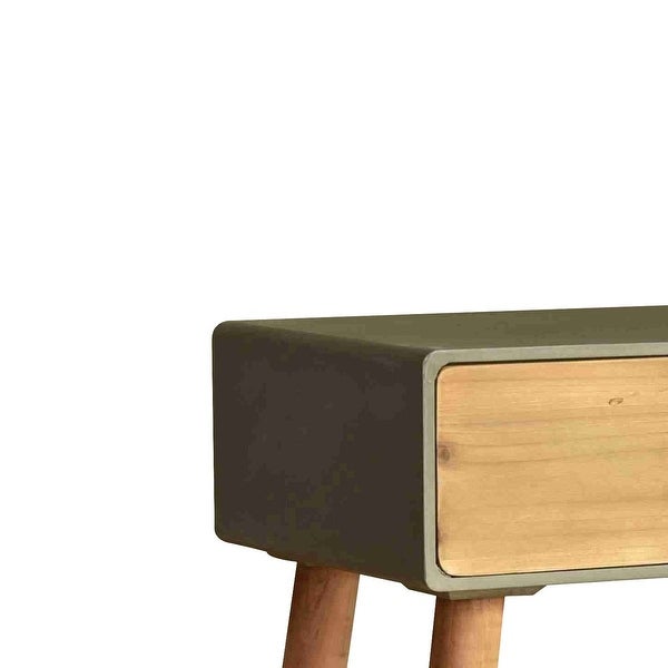 Wooden Side Table with Tapered Legs and Single Drawer， Gray and Brown - 23.62 H x 13.78 W x 20.47 L Inches