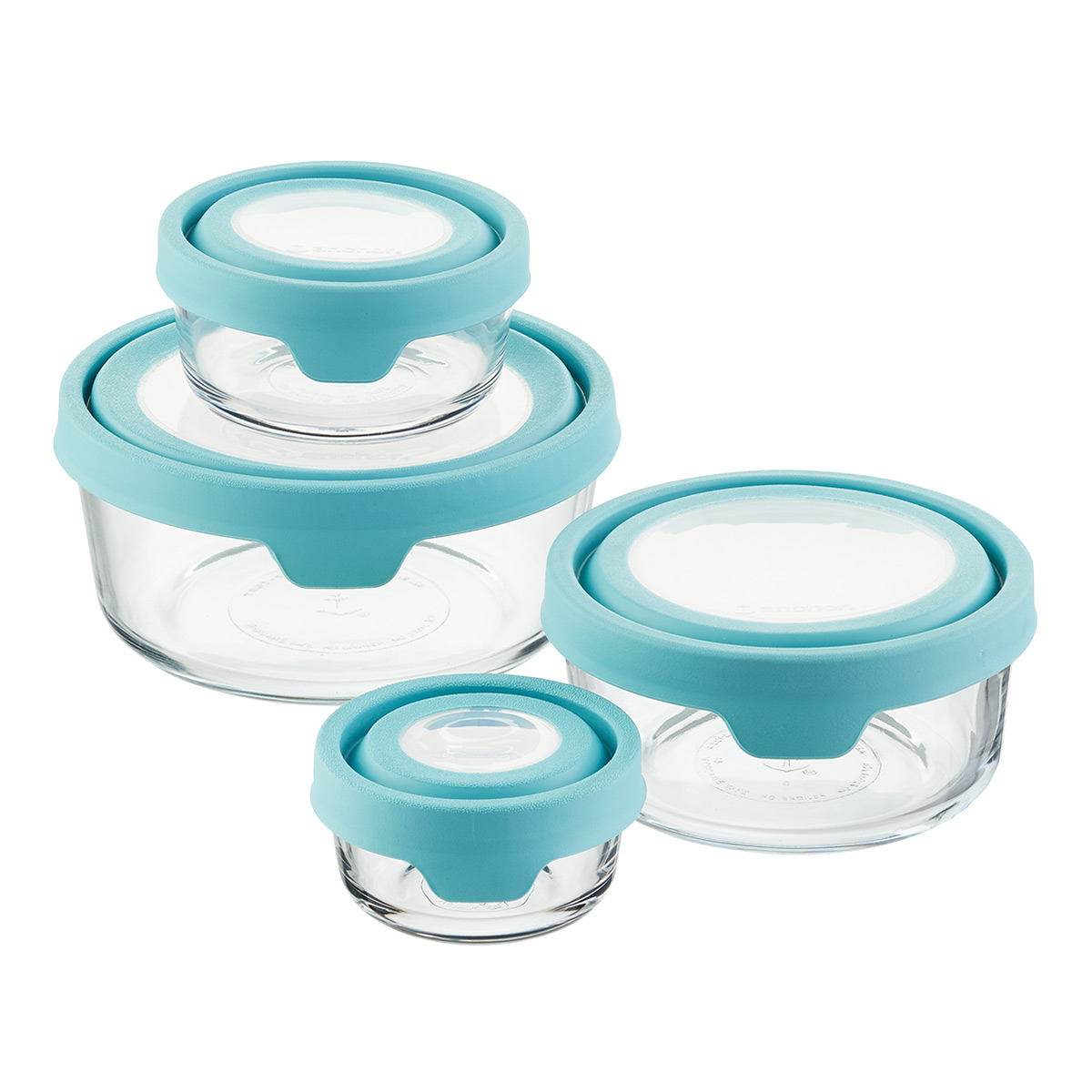 Anchor Hocking Glass TrueSeal Round Food Storage Containers with Blue Lids