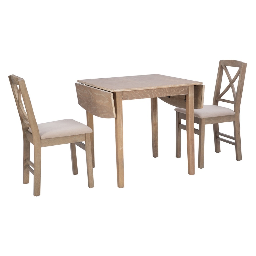 Piedmonth Rustic 3 Piece Drop Leaf Dining Set