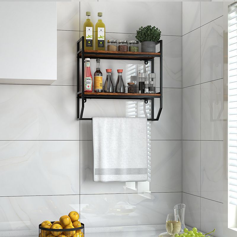 Over The Toilet Shelf Wall Mounted With Metal Frame For Bathroom