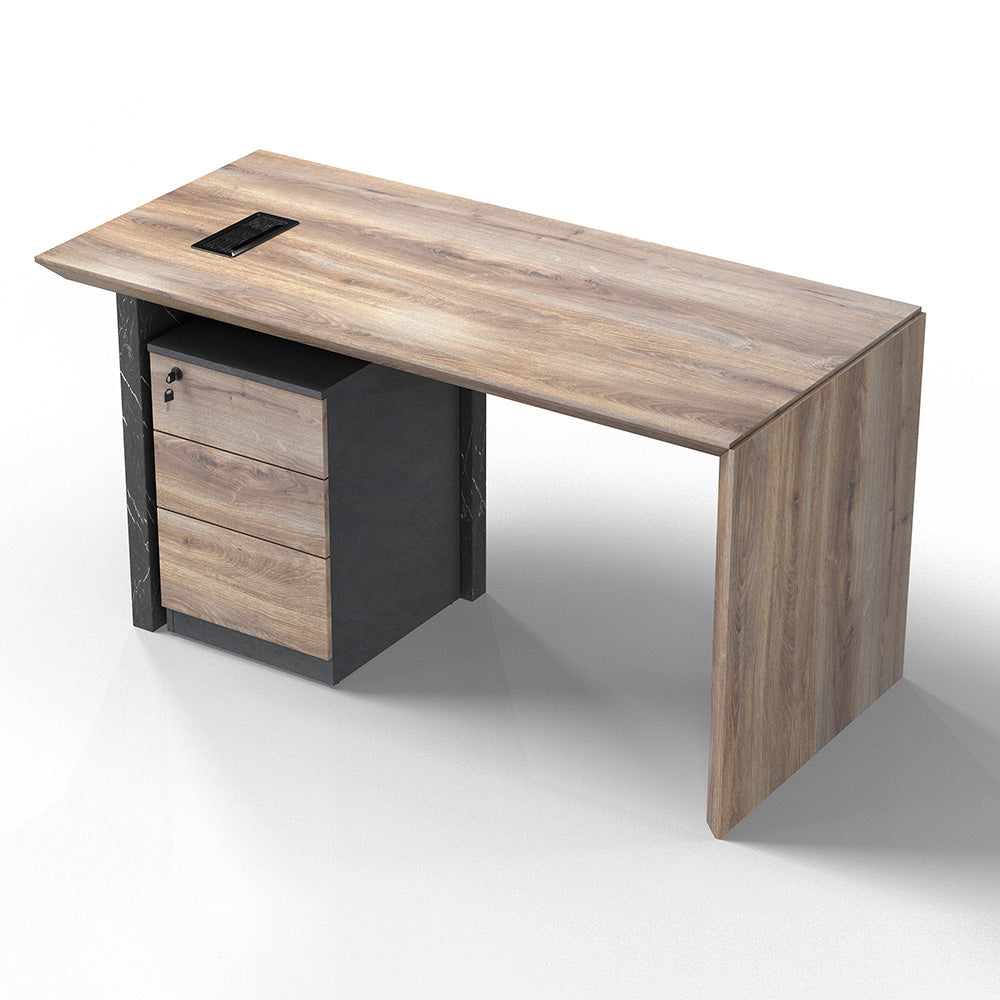 LOGAN Executive Desk Reversible 180cm - Warm Oak & Black