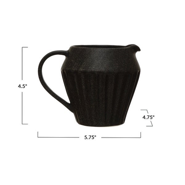 14 oz. Stoneware Pitcher， Reactive Glaze， Matte Black Finish (Each One Will Vary)