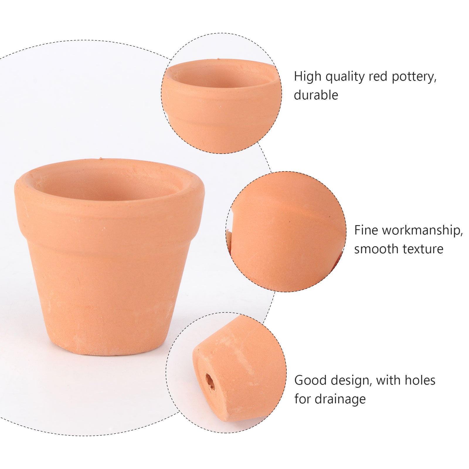 NUOLUX 12Pcs 3x3cm Small Mini Terracotta Pot Clay Ceramic Pottery Planter Cactus Flower Pots Succulent Nursery Pots Great for Plants Crafts Wedding Favor