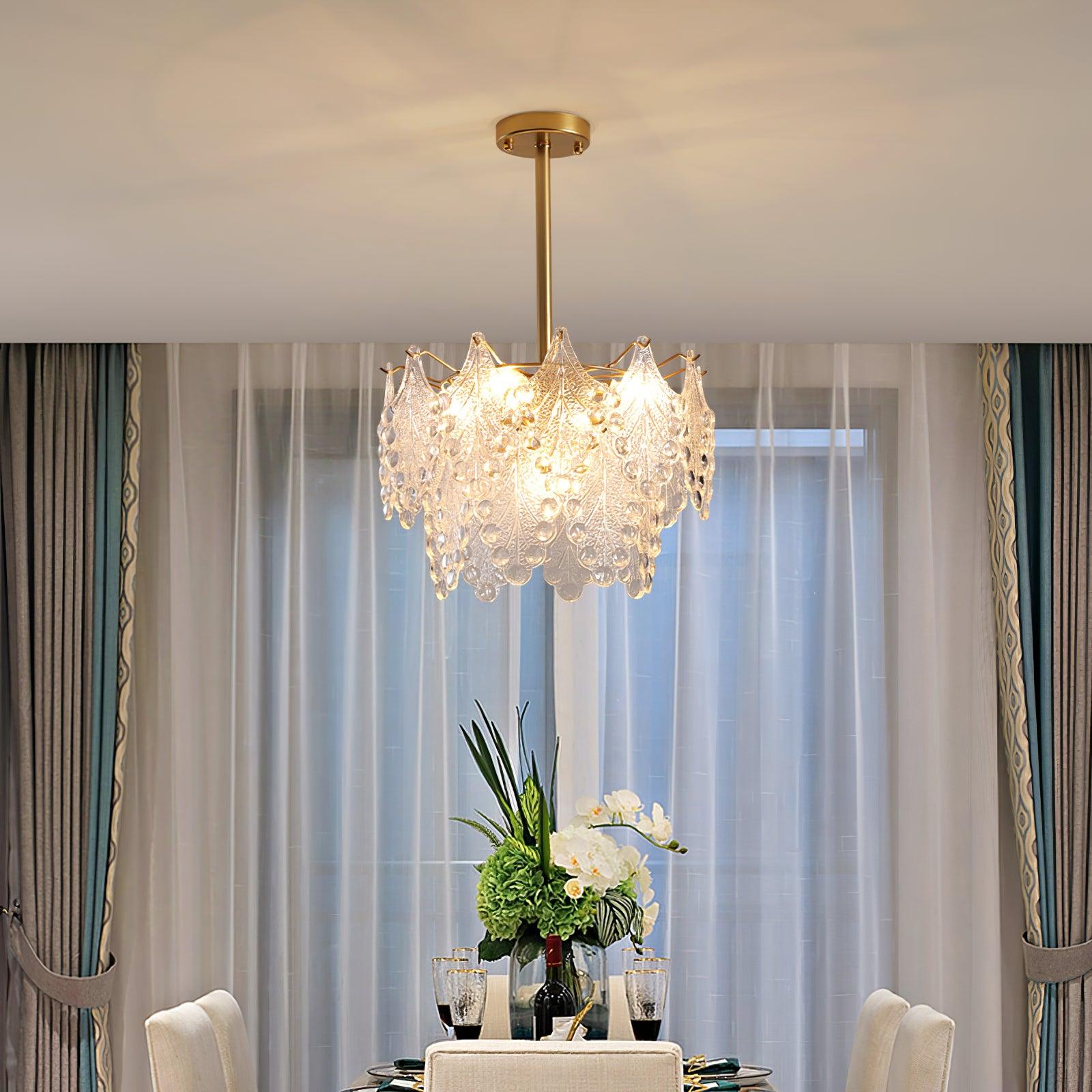 Tiered Carved Glass Chandelier