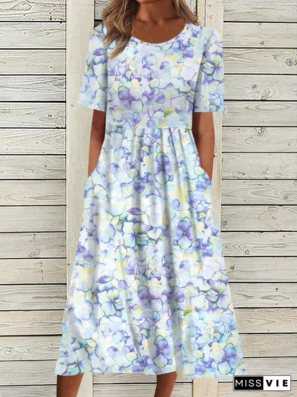 Floral Short Sleeve Woven Dress