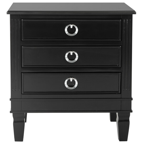 SAFAVIEH Kira Three Drawer Black / Black Night Stand - - 14428356