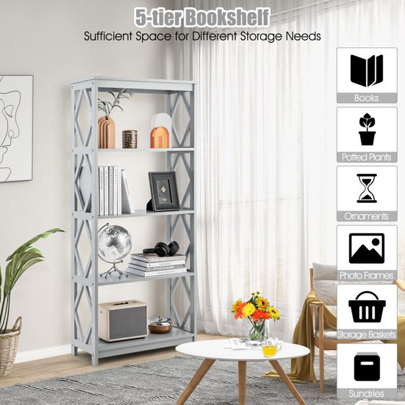 Hivago 5-Tier Modern Freestanding Bookcase with Open Shelves