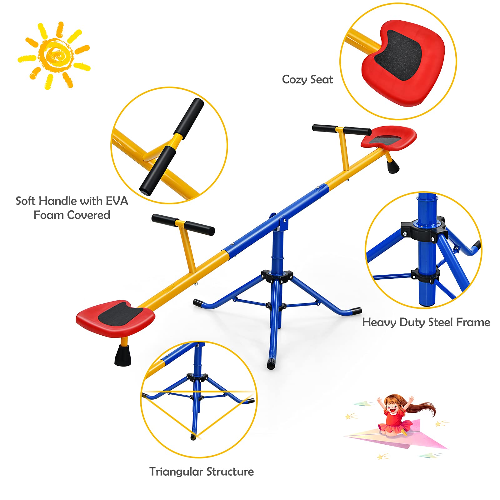 Kids Seesaw Swivel Teeter Totter Playground Equipment