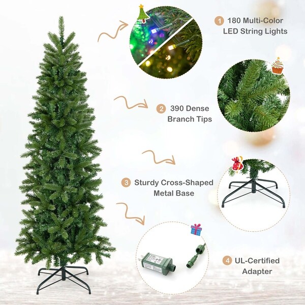 5FT PreLit Hinged Artificial Christmas Tree with 390 Tips and180 Lights