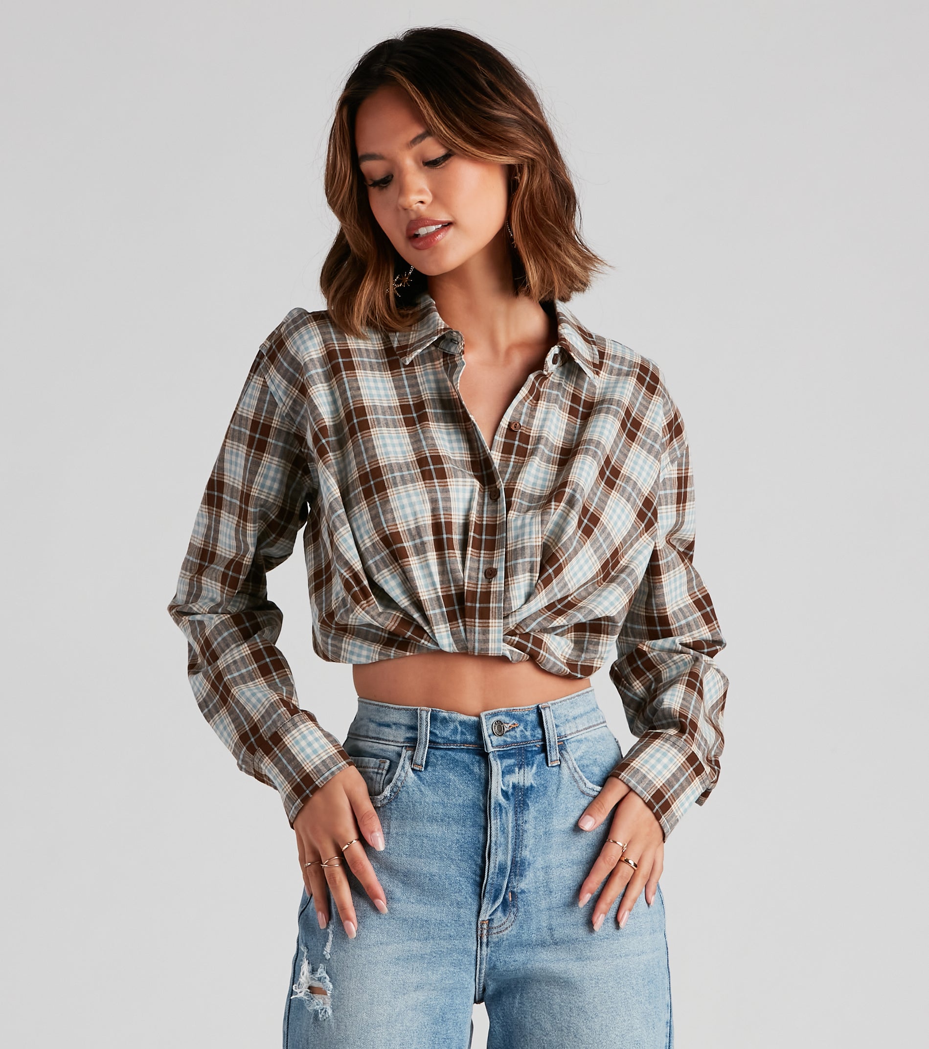 Cool And Classic Plaid Twist Top