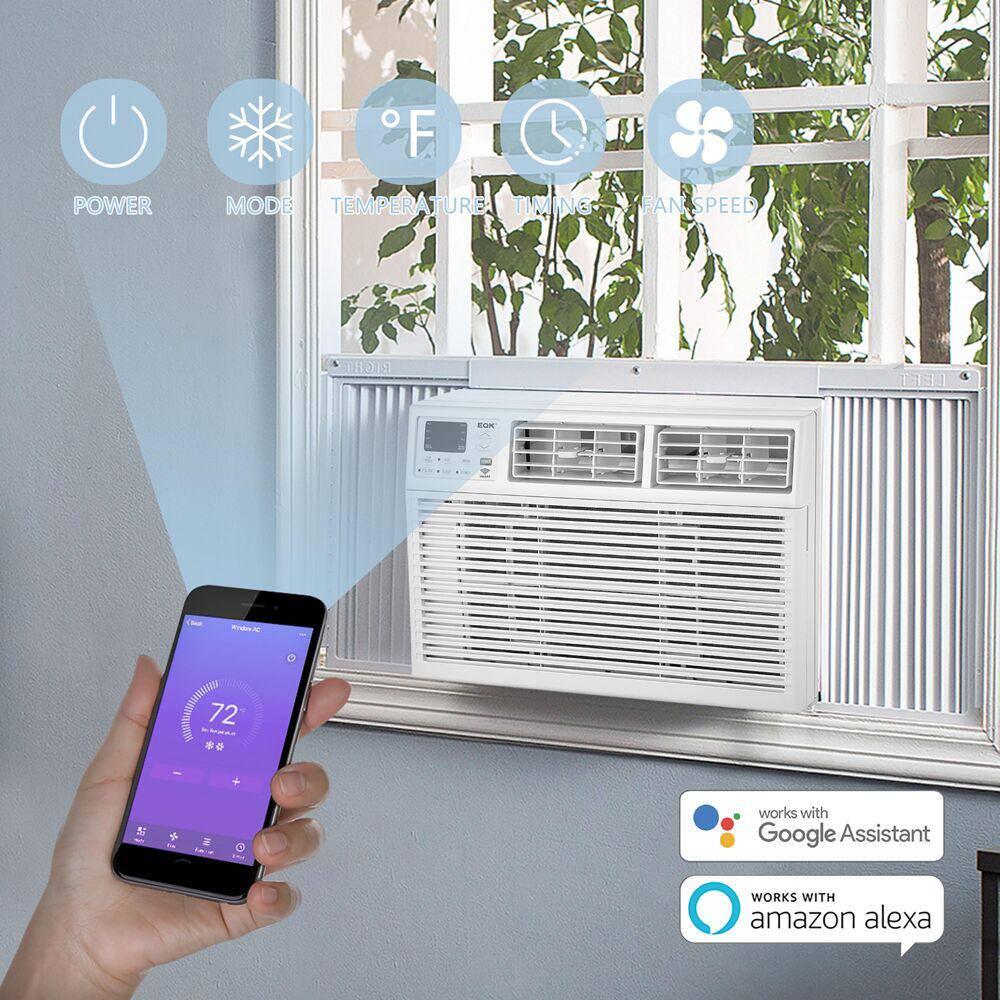 EQK 8000 BTU 115V SMART Window AC with Remote WiFi and Voice Energy Star Cools Rooms up to 350 Sq Ft Timer