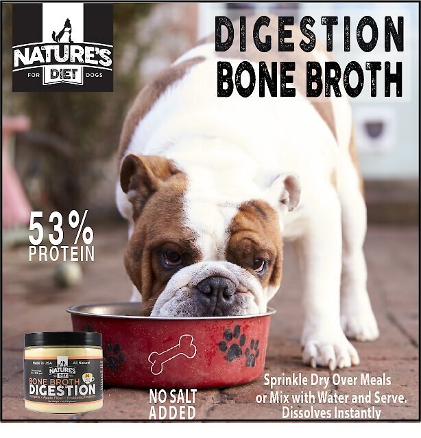 Nature's Diet Digestion Bone Broth Dry Dog and Cat Food Topping， 6-oz jar