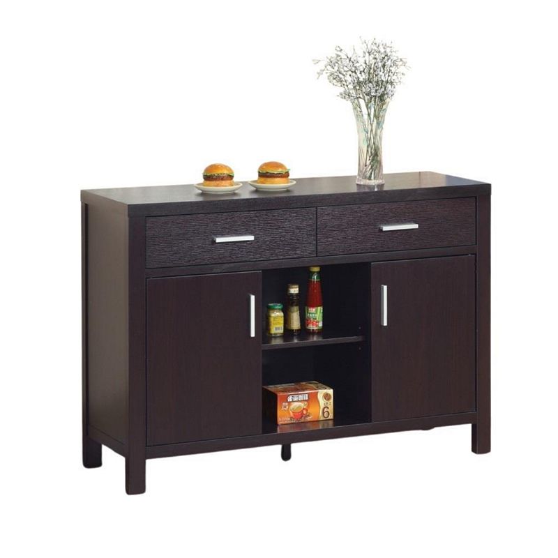 FC Design 47W Sideboard Storage Cabinet， Dining Server Cupboard Buffet Table with Two Cabinets and Drawers