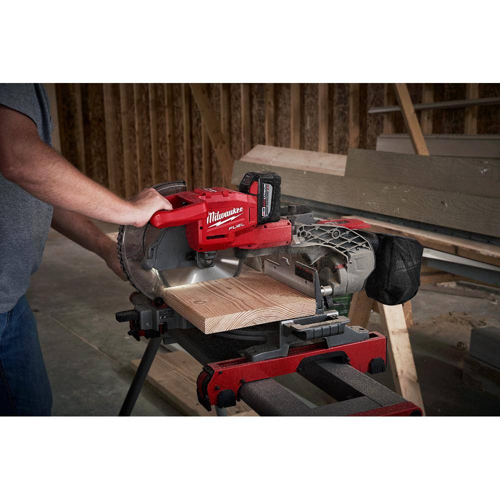 MW M18 FUEL 18V Lithium-Ion Brushless Cordless 10 in. Dual Bevel Sliding Compound Miter Saw with Stand (Tool-Only) 2734-20-48-08-0551