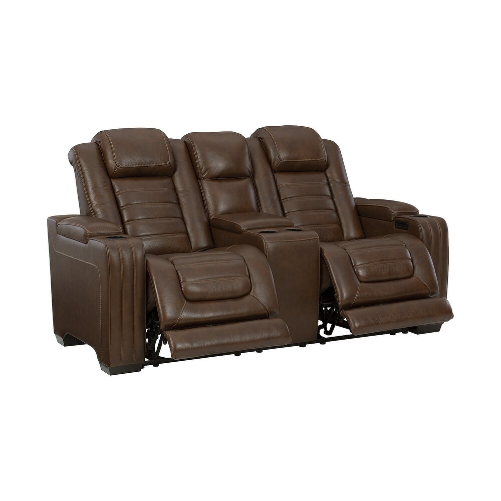 Signature Design by Ashley Backtrack Power Reclining Loveseat with Console and Adjustable Headrest