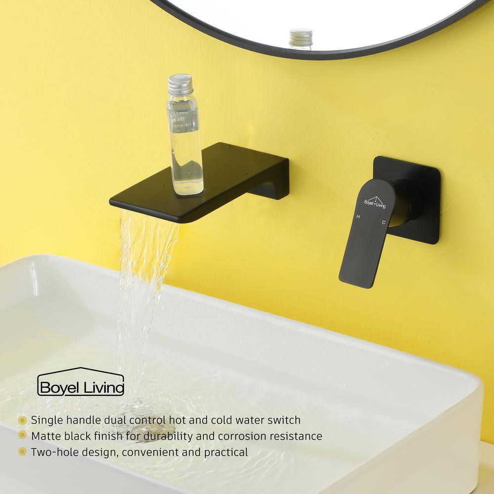 Boyel Living Single Handle Wall Mounted Faucet with Valve in Matte Black SMD-2410B