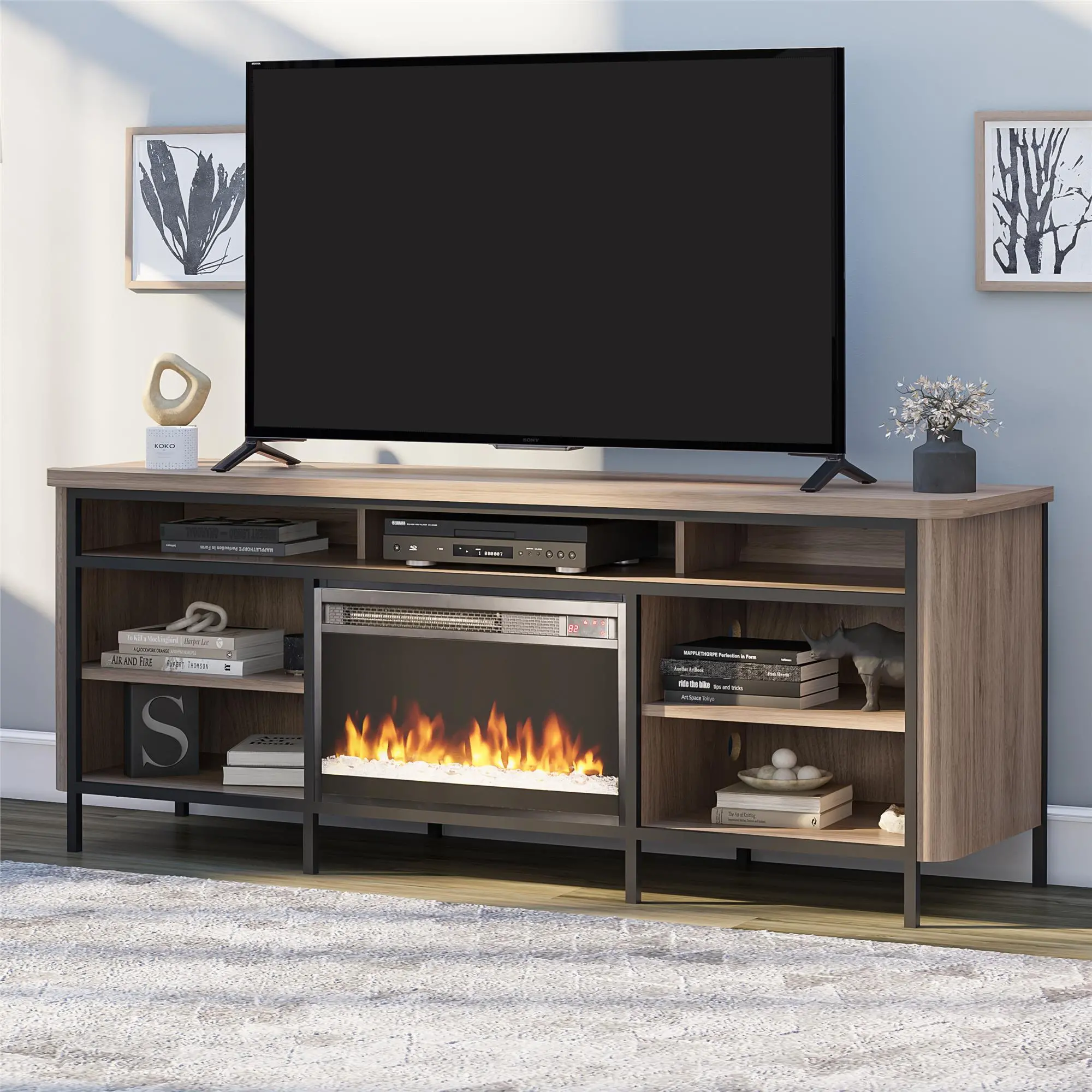 Danton Brown 75 Electric Fireplace TV Stand