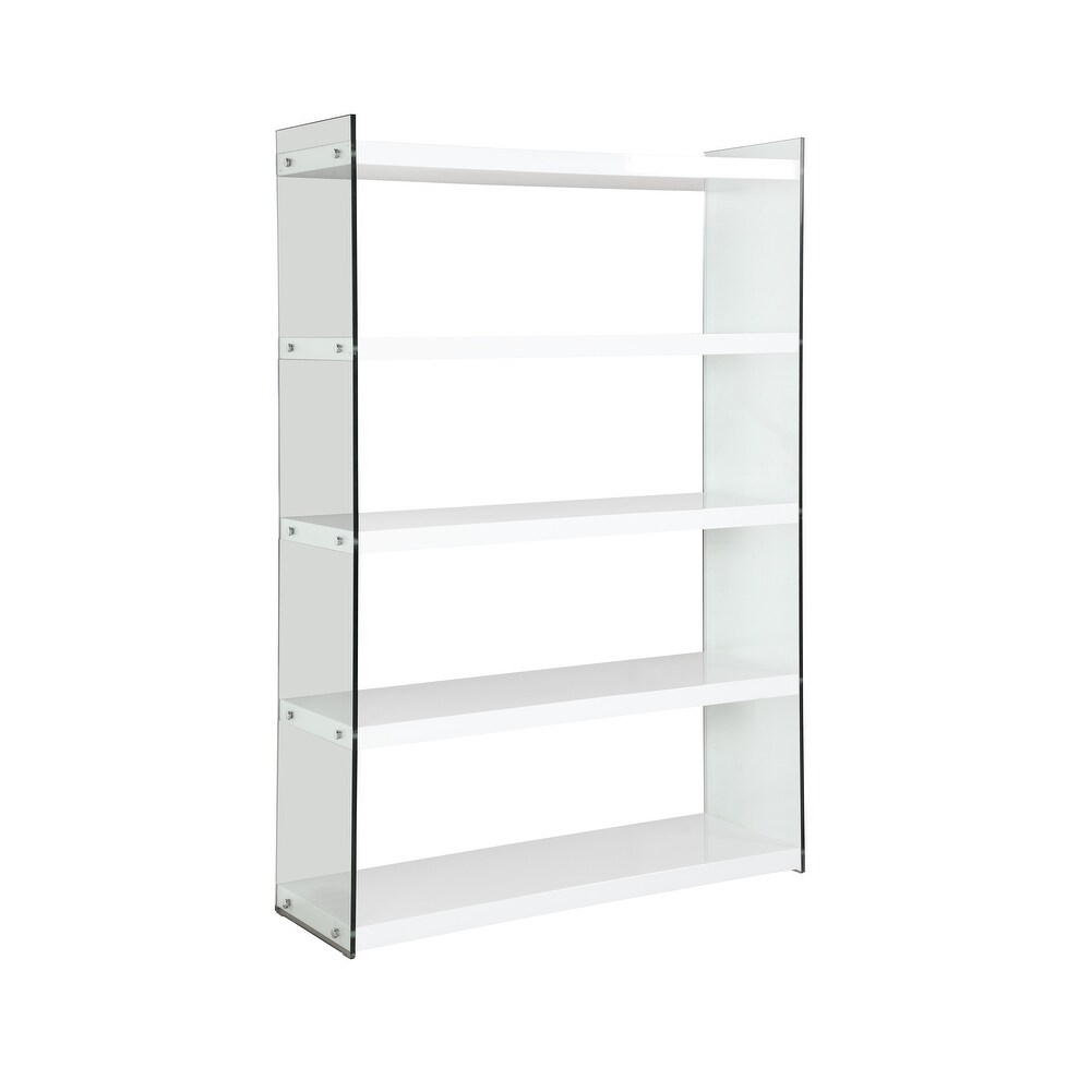 Somette Contemporary Gloss White   Glass Book Case   47.24\