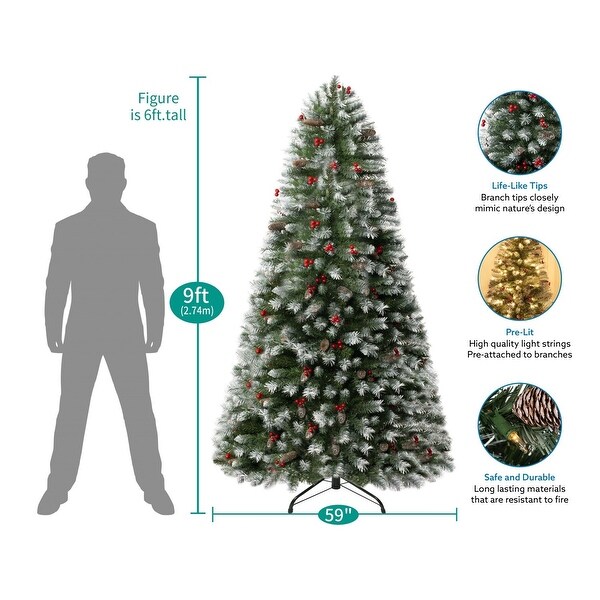 Vancouver Artificial Christmas Tree，Prelit Christmas Tree，PreDecorated Spruce Christmas Trees with Tips and Lights