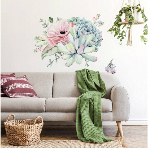 Floral Succulents Peel And Stick Giant Wall Decal Roommates