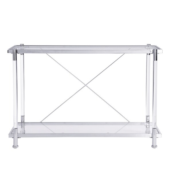 Acrylic Glass Side Table，Chrome Sofa Table， Console Table for Living Roomand Bedroom