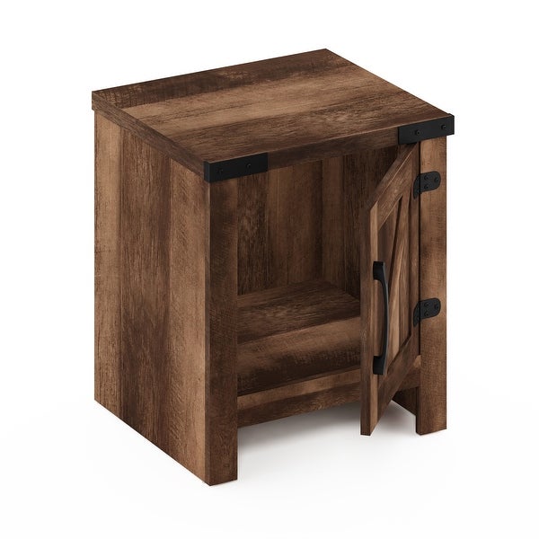 Furinno Jensen Farmhouse End Table with Barn Door