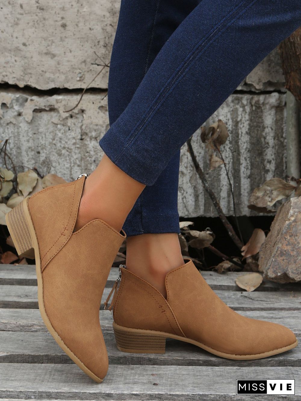 Simple Plain Chelsea Zip Ankle Boots