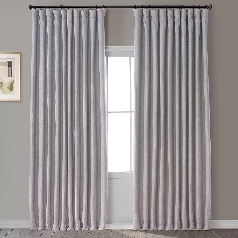 EFF Faux Linen Extra Wide Blackout Window Curtain