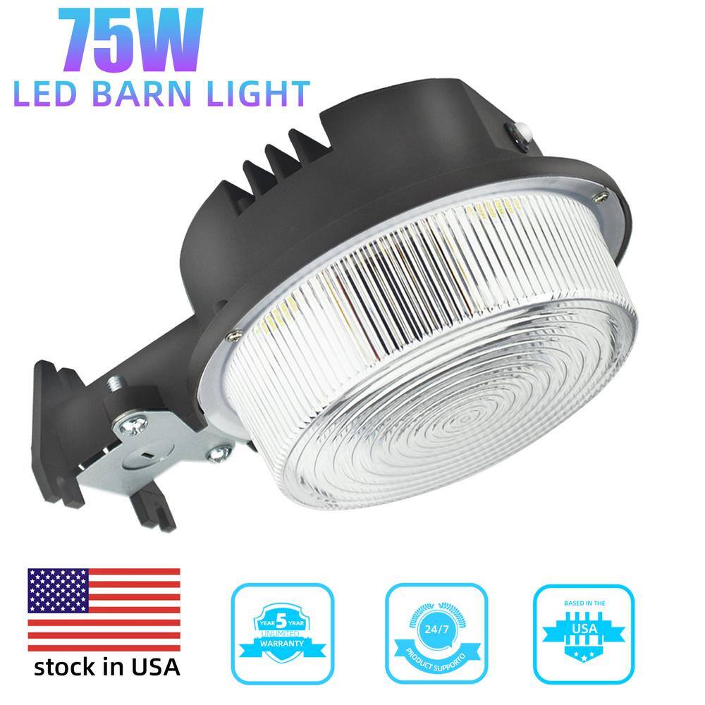 WYZM 500- Watt Equivalent Integrated LED Black 7800 Lumens Dusk to Dawn Outdoor Area Light Flood Light 5500K White Yard -75W-B