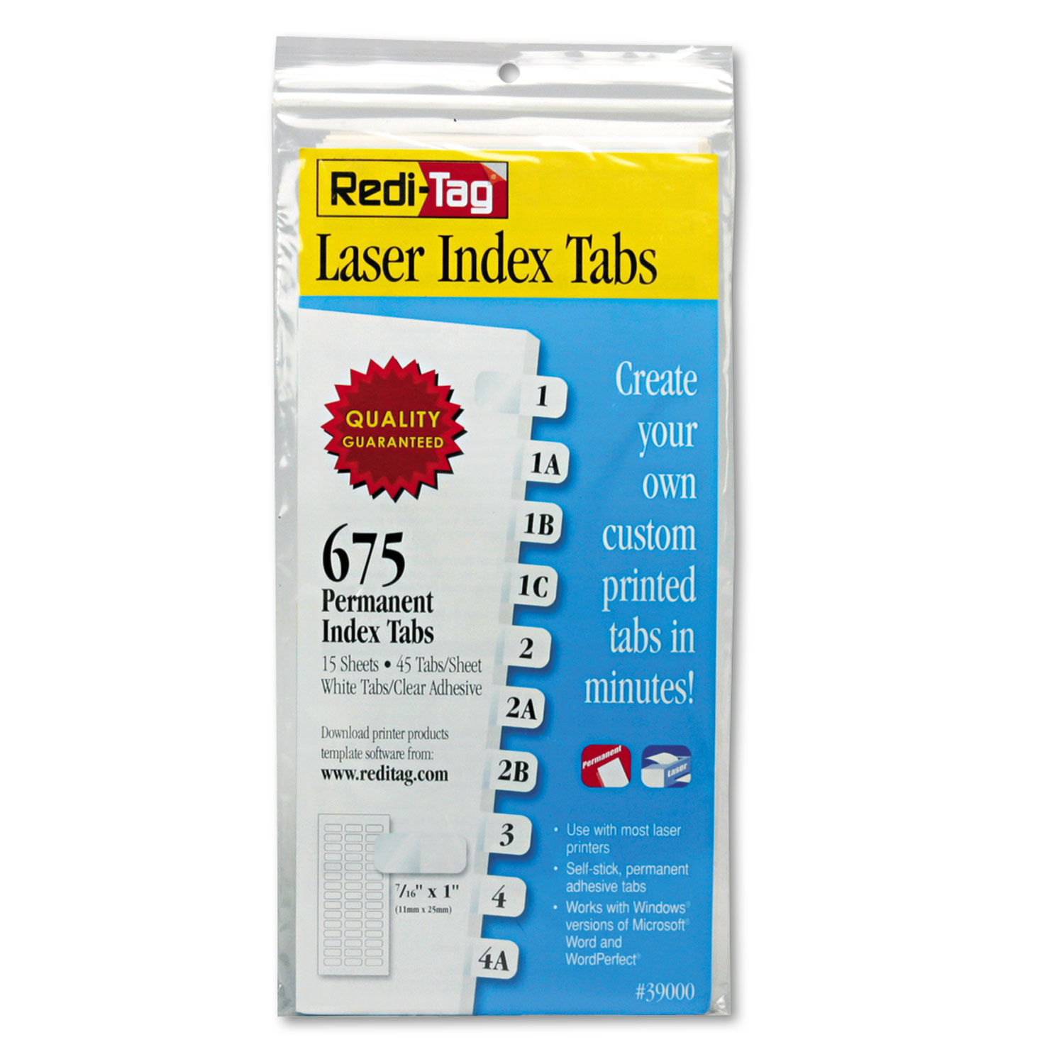 Laser Printable Index Tabs by Redi-Tagandreg; RTG39000