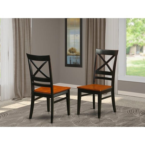 East West Furniture Quincy Wooden Seat X-back Dining Chair Set of 2 (Finish Option)