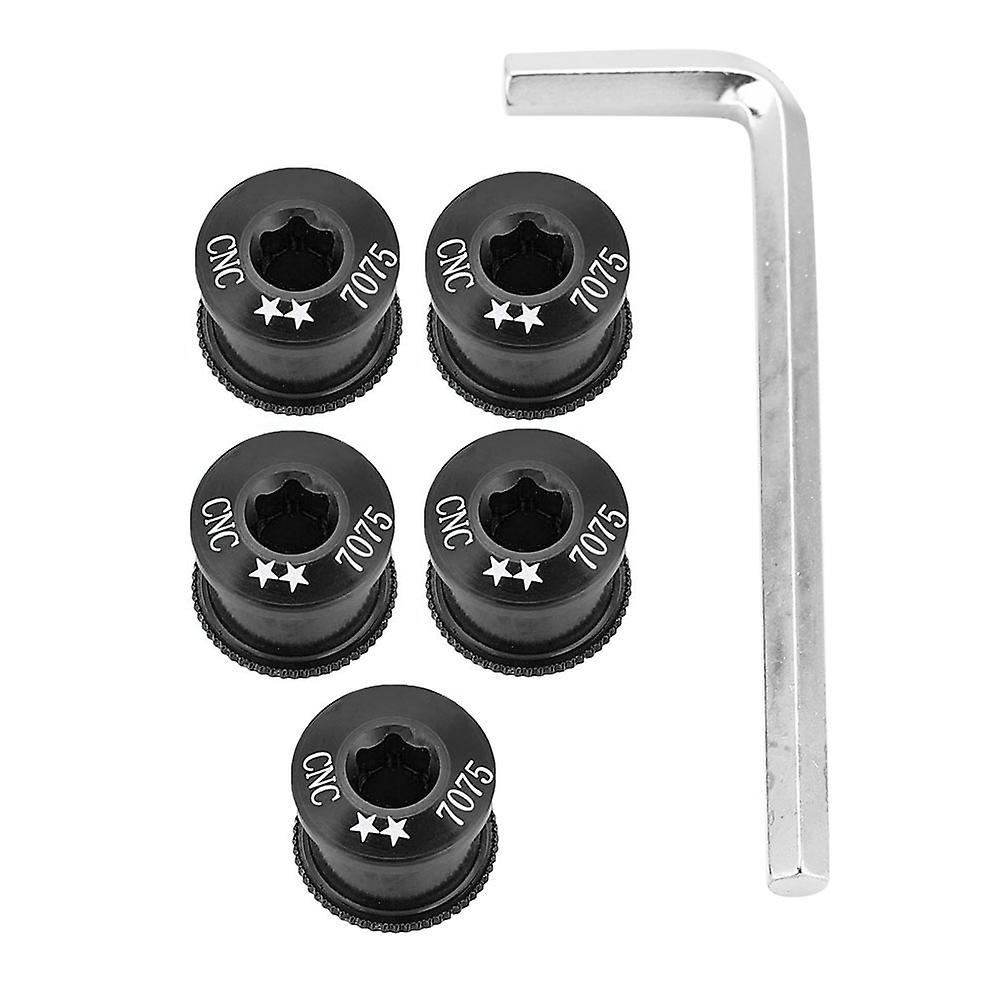 5pcs Bicycle Bike Chainring Screw Chainwheel Bolt For Single Double Triple Speed(black-7mm)