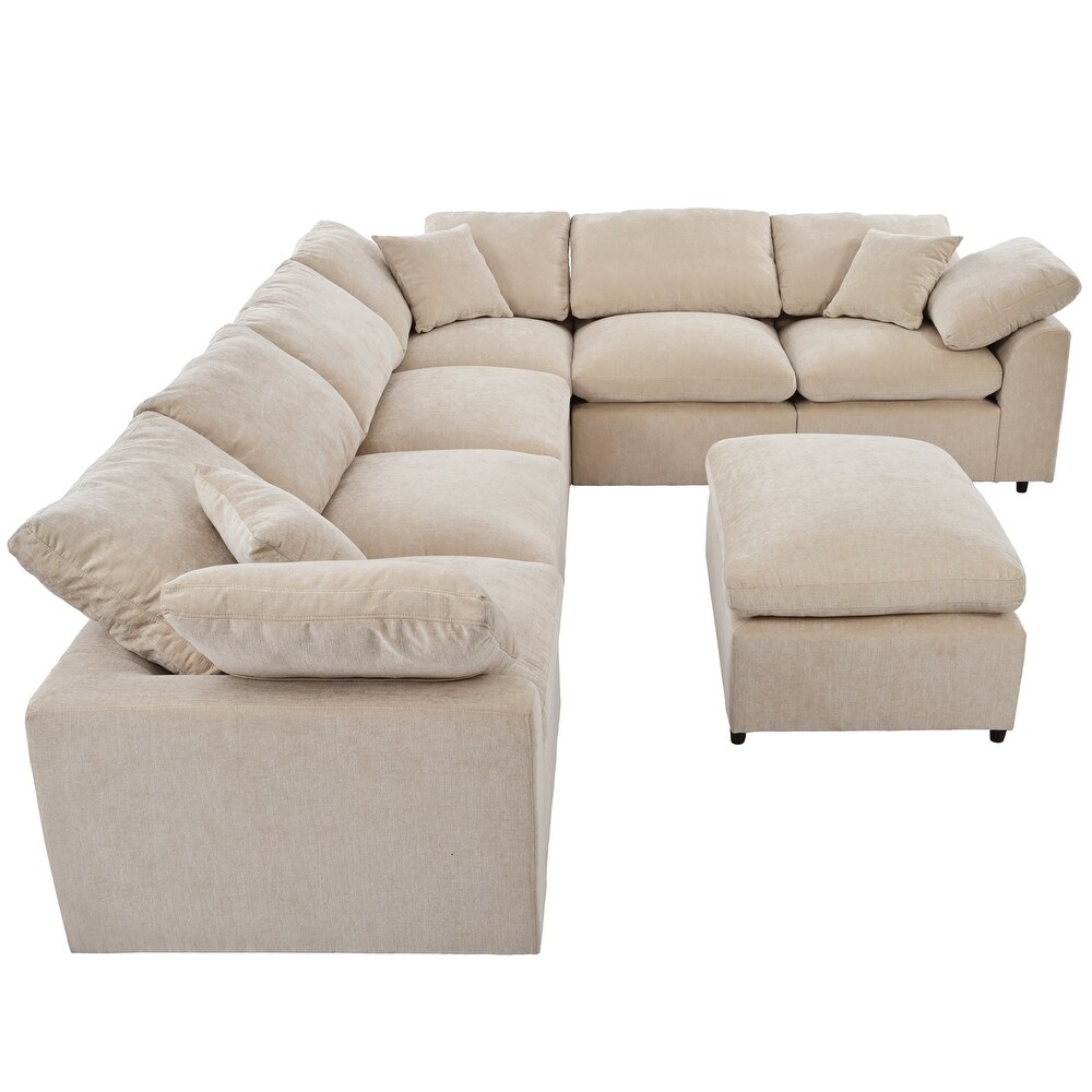 Oversized Modular Corner Sofa L Shaped Sectional Sofa w/Ottoman 7 Seat Sectional Sofa w/Removable Cushions for Livingroom