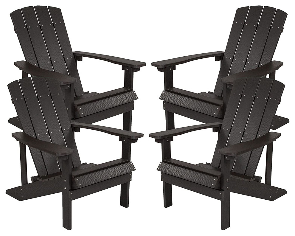 4 Pack Adirondack Chair   Weather Seat With Vertical Lattice Back   Transitional   Adirondack Chairs   by Decor Love  Houzz