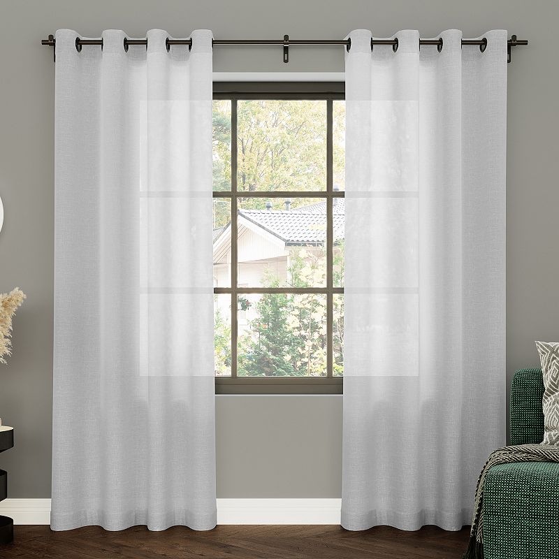 Archaeo Vail Slub Textured Black Grommets Semi-Sheer 1 Curtain Panel