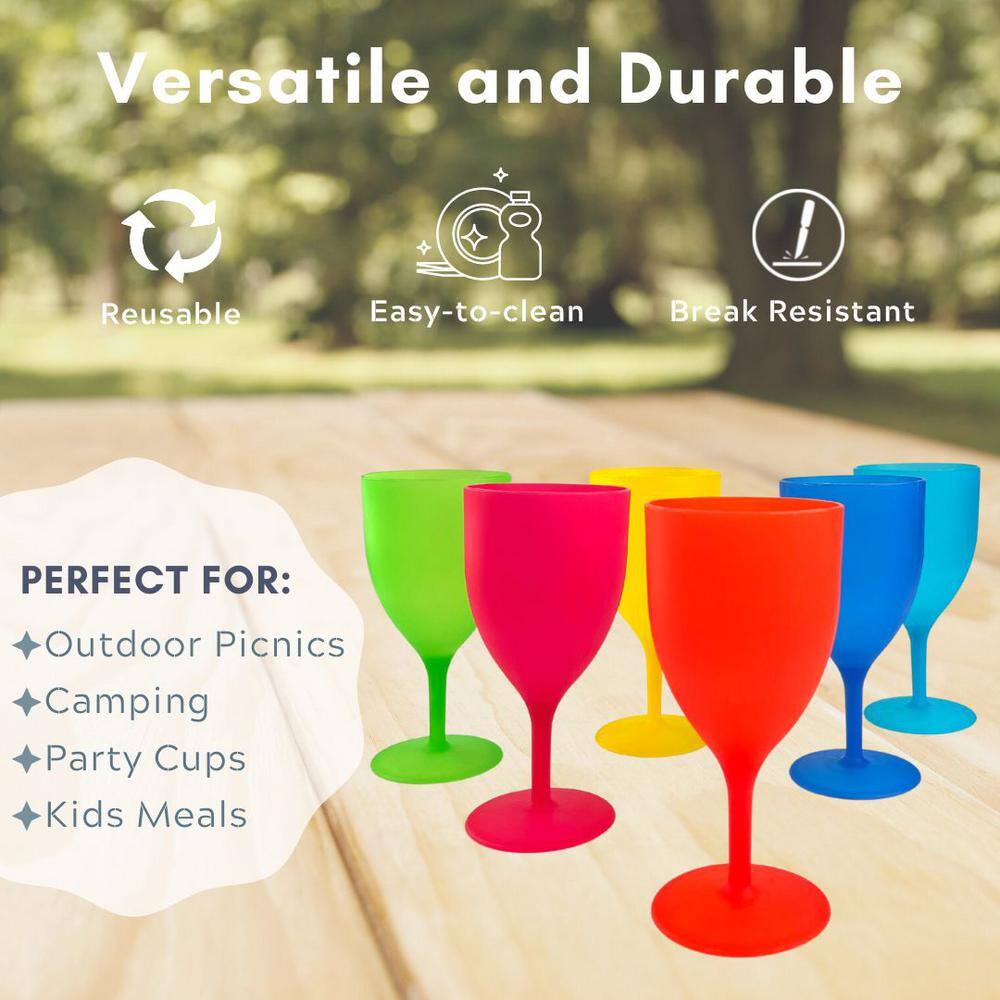 LEXI HOME 14 oz. Colorful Plastic Reusable Water Goblets (Set of 6) MW1911