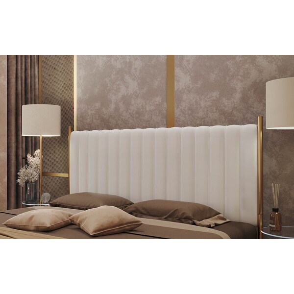 Silver Orchid Flohr Velvet Upholstered King Headboard - - 34656449